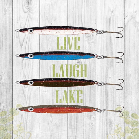 Live Laugh Lake White Modern Wood Framed Art Print by Lewis, Sheldon