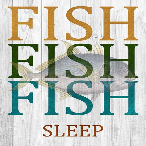 Fish Fish Fish White Modern Wood Framed Art Print with Double Matting by Lewis, Sheldon