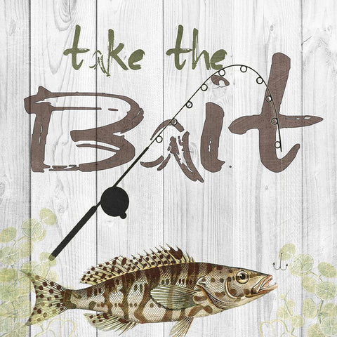 Take the Bait Black Ornate Wood Framed Art Print with Double Matting by Lewis, Sheldon