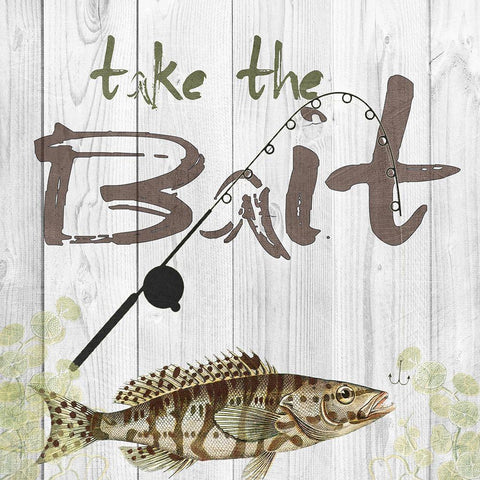 Take the Bait Black Modern Wood Framed Art Print by Lewis, Sheldon