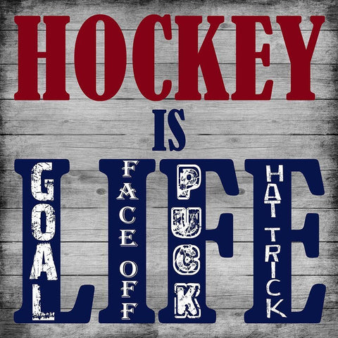 Hockey Life White Modern Wood Framed Art Print with Double Matting by Lewis, Sheldon