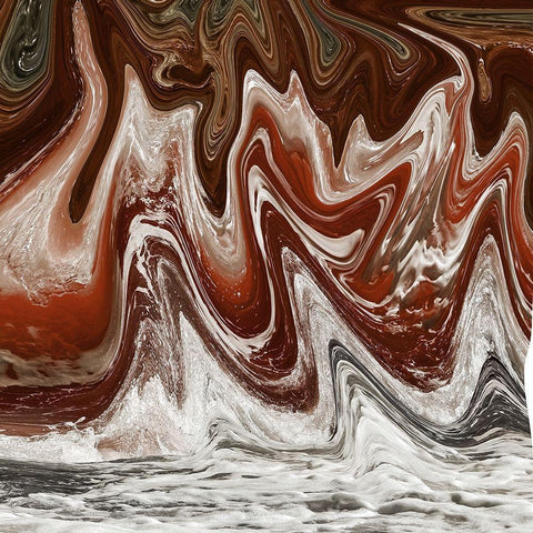 Abstract Waves 2 White Modern Wood Framed Art Print with Double Matting by Lewis, Sheldon