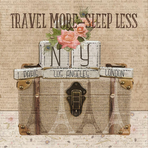 Travel More White Modern Wood Framed Art Print by Lewis, Sheldon