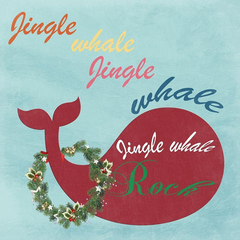 Jingle All The Whale White Modern Wood Framed Art Print with Double Matting by Lewis, Sheldon