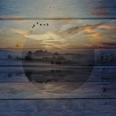 Lake View Lodge Gold Ornate Wood Framed Art Print with Double Matting by Lewis, Sheldon