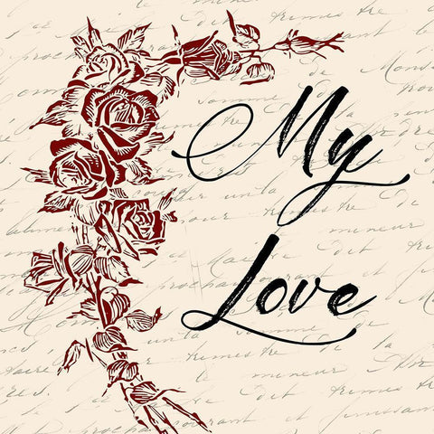 My Love Black Modern Wood Framed Art Print with Double Matting by Lewis, Sheldon