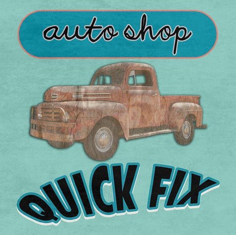 Auto Shop Black Ornate Wood Framed Art Print with Double Matting by Lewis, Sheldon