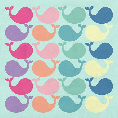 Whale Gathering White Modern Wood Framed Art Print by Lewis, Sheldon