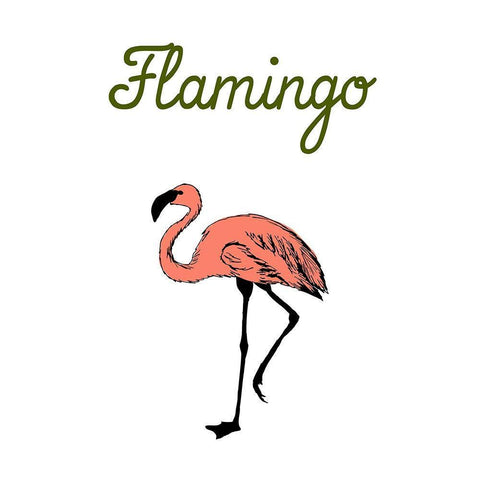 Flamingo White Modern Wood Framed Art Print with Double Matting by Lewis, Sheldon