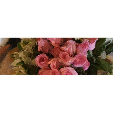 Pink Roses White Modern Wood Framed Art Print by Butcher, Sarah