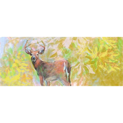 Deer With Magnolia Black Modern Wood Framed Art Print with Double Matting by Butcher, Sarah