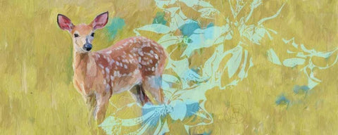 Doe With Magnolia Black Ornate Wood Framed Art Print with Double Matting by Butcher, Sarah