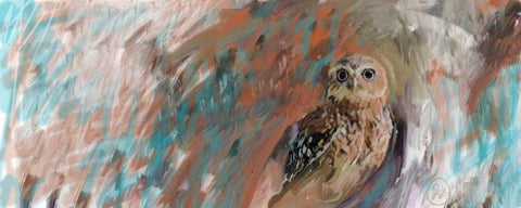 Owl Panel Black Ornate Wood Framed Art Print with Double Matting by Butcher, Sarah