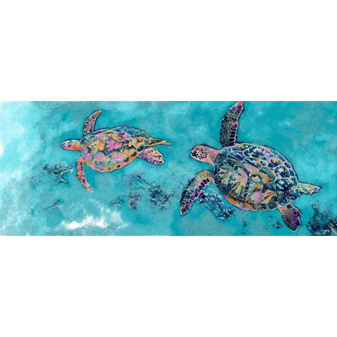 Turtles Together White Modern Wood Framed Art Print by Butcher, Sarah