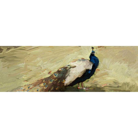 Peacock Panel 1 Gold Ornate Wood Framed Art Print with Double Matting by Butcher, Sarah
