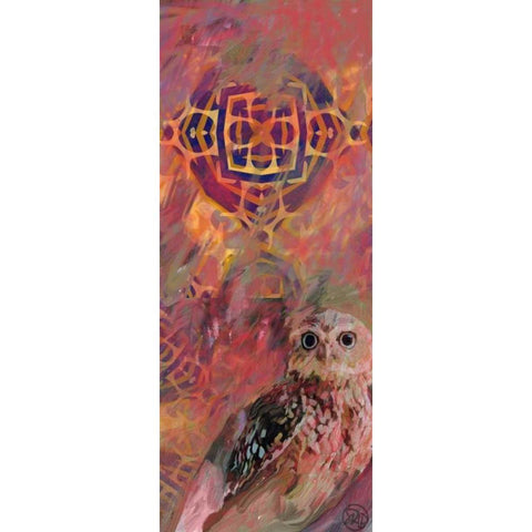 Vivid Owl Gold Ornate Wood Framed Art Print with Double Matting by Butcher, Sarah