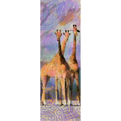 Trio Giraffe Gold Ornate Wood Framed Art Print with Double Matting by Butcher, Sarah