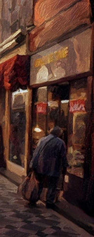 Alley Shop 1 White Modern Wood Framed Art Print with Double Matting by Butcher, Sarah