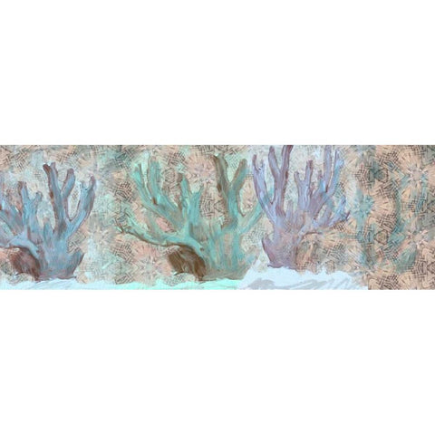 Three Coral Black Modern Wood Framed Art Print by Butcher, Sarah
