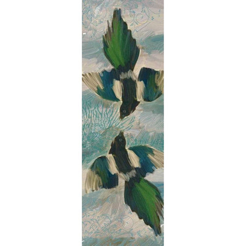 Birds Green Blue White Modern Wood Framed Art Print by Butcher, Sarah