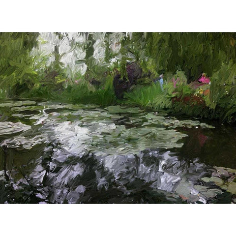 Monet Pond 2 White Modern Wood Framed Art Print by Butcher, Sarah