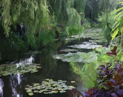 Giverny Pond Black Ornate Wood Framed Art Print with Double Matting by Butcher, Sarah