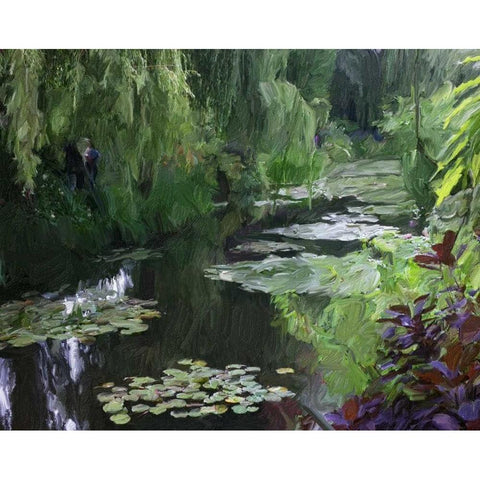 Giverny Pond Black Modern Wood Framed Art Print with Double Matting by Butcher, Sarah