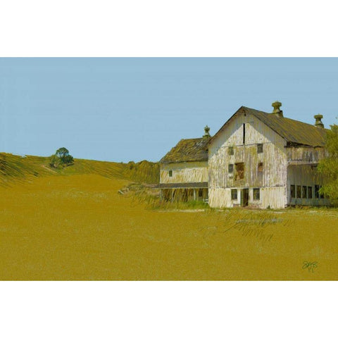 Barn With Blue Sky Black Modern Wood Framed Art Print with Double Matting by Butcher, Sarah