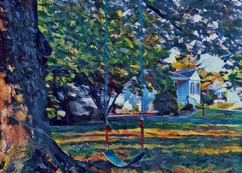 Empty Swing Black Ornate Wood Framed Art Print with Double Matting by Butcher, Sarah