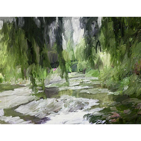 Monets Tranquil Gardens Black Modern Wood Framed Art Print with Double Matting by Butcher, Sarah