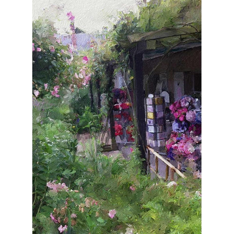 Gift Shop At Giverny Black Modern Wood Framed Art Print with Double Matting by Butcher, Sarah