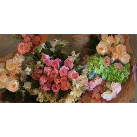 Roses Upon Roses Gold Ornate Wood Framed Art Print with Double Matting by Butcher, Sarah