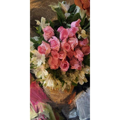Roses Bouquet 1 Gold Ornate Wood Framed Art Print with Double Matting by Butcher, Sarah