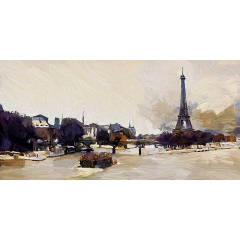 Eiffel Tower Seine View 2 Gold Ornate Wood Framed Art Print with Double Matting by Butcher, Sarah