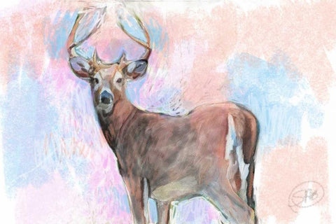 Stag Black Ornate Wood Framed Art Print with Double Matting by Butcher, Sarah