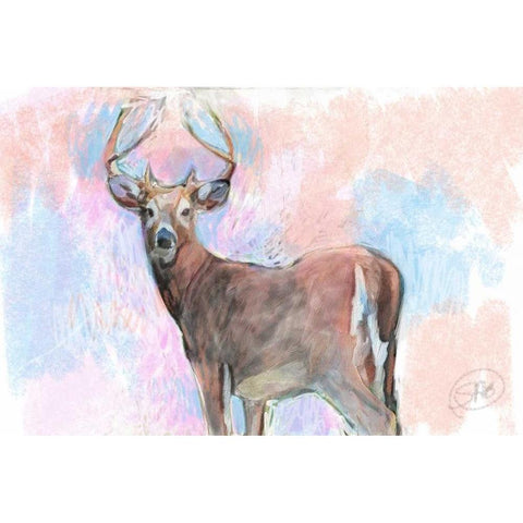 Stag White Modern Wood Framed Art Print by Butcher, Sarah