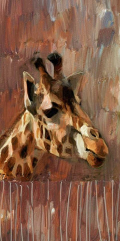 Giraffe Profile Black Ornate Wood Framed Art Print with Double Matting by Butcher, Sarah