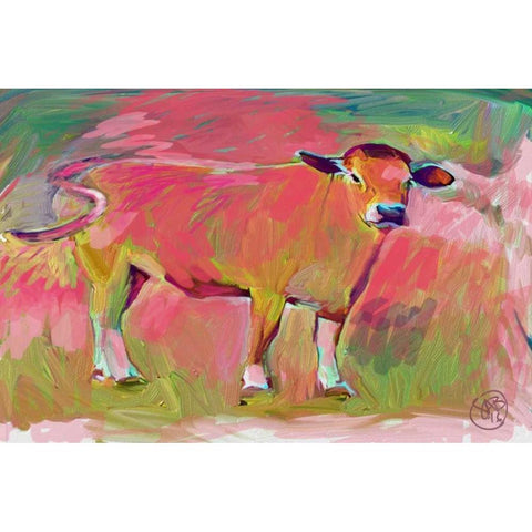 Pink Calf 2 Gold Ornate Wood Framed Art Print with Double Matting by Butcher, Sarah