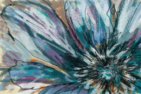 Blue Flower White Modern Wood Framed Art Print with Double Matting by Butcher, Sarah