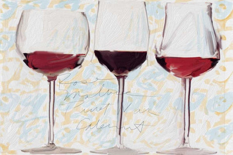 Three Glasses White Modern Wood Framed Art Print with Double Matting by Butcher, Sarah