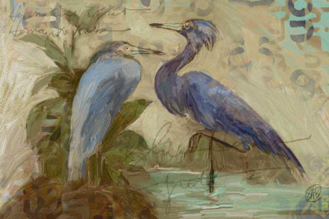 Egret Pair 2 White Modern Wood Framed Art Print with Double Matting by Butcher, Sarah