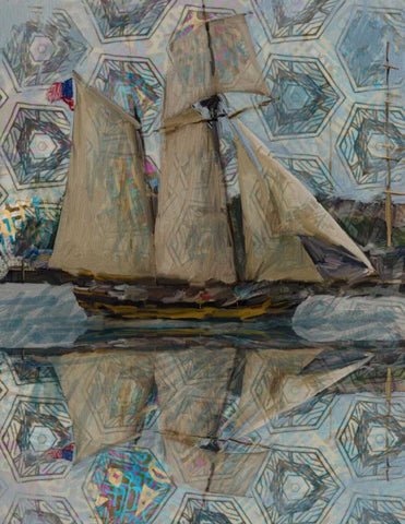 Sailboat White Modern Wood Framed Art Print with Double Matting by Butcher, Sarah