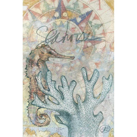 Seahorse White Modern Wood Framed Art Print by Butcher, Sarah