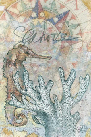 Seahorse White Modern Wood Framed Art Print with Double Matting by Butcher, Sarah