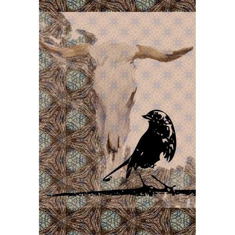 Skull Bird White Modern Wood Framed Art Print by Butcher, Sarah
