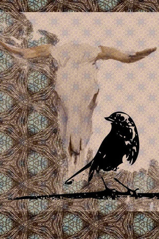 Skull Bird Black Ornate Wood Framed Art Print with Double Matting by Butcher, Sarah