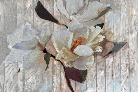 Magnolia1 White Modern Wood Framed Art Print with Double Matting by Butcher, Sarah