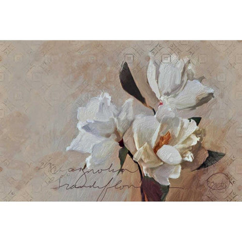 Magnolia Grandi Flora Lighter Gold Ornate Wood Framed Art Print with Double Matting by Butcher, Sarah