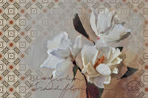 Magnolia Grandi Flora White Modern Wood Framed Art Print with Double Matting by Butcher, Sarah