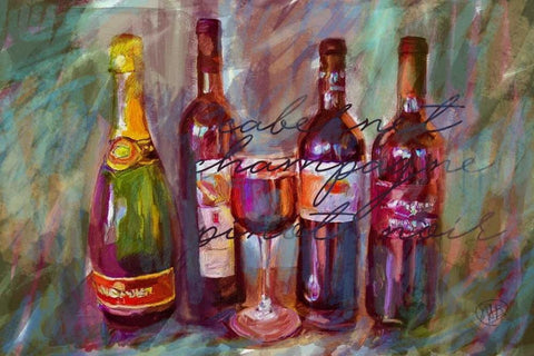 Wine Paint White Modern Wood Framed Art Print with Double Matting by Butcher, Sarah